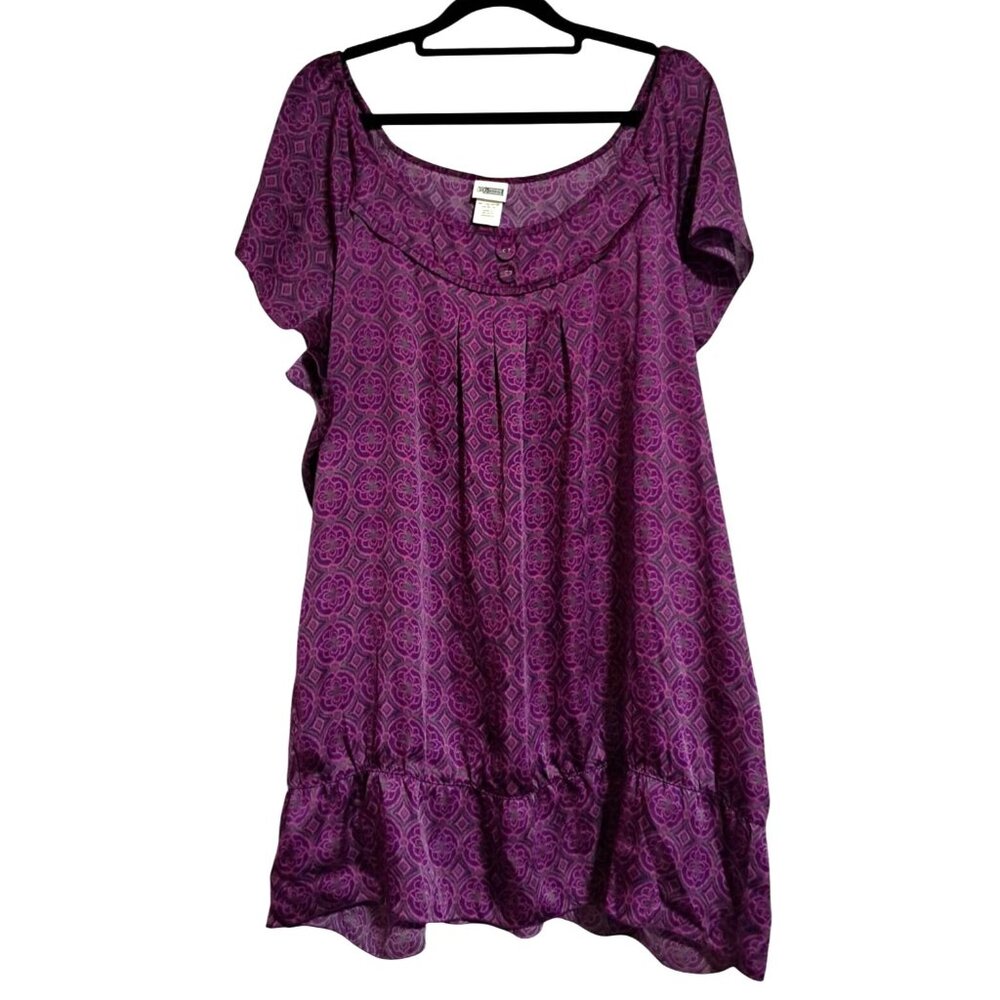 Mandala Print Top‎ Womens Sz 2X Blouse Boho Fairy Whimsy Route 66
